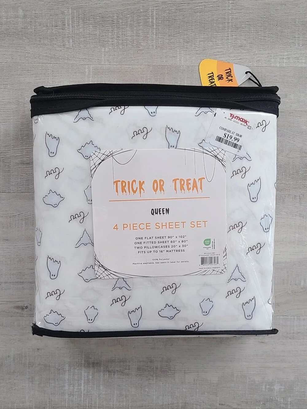 White Ghost Halloween Queen Sheet Set